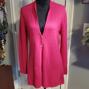Griffen 100% Cashmere Button Fuchsia Women's Cardigan